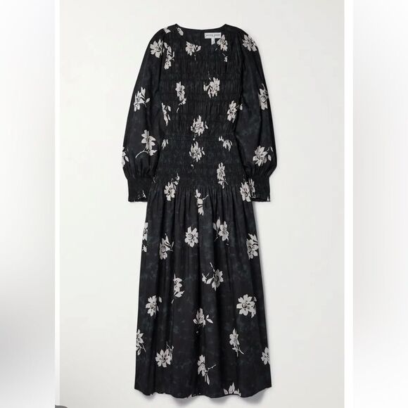 NEW Apiece Apart Tuva Maxi Dress Placement Floral Black Size XS - Picture 8 of 14